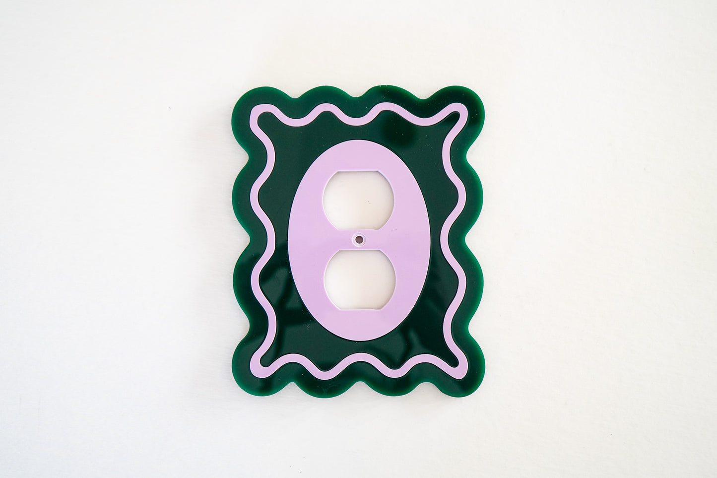 Wood, Green and Pastel Lavender Wavy Decorative Light Switch Covers