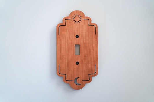 Wood Scalloped Sun and Moon Switch Plate Cover