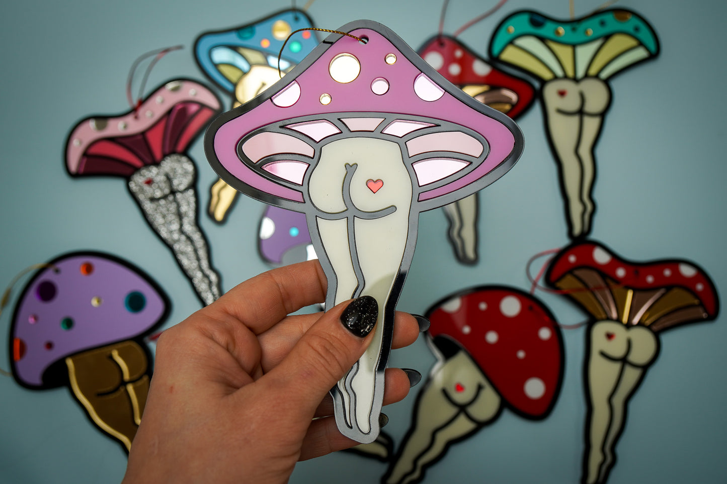 Pink mushroom ornament