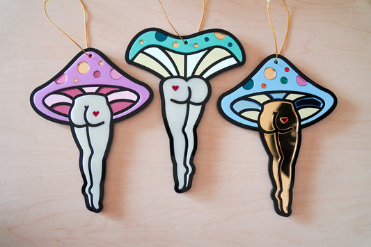 Pink mushroom ornament