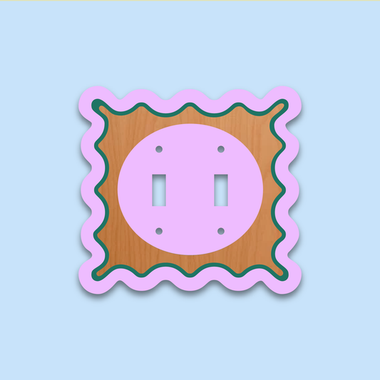Wood, Green and Pastel Lavender Wavy Decorative Light Switch Covers