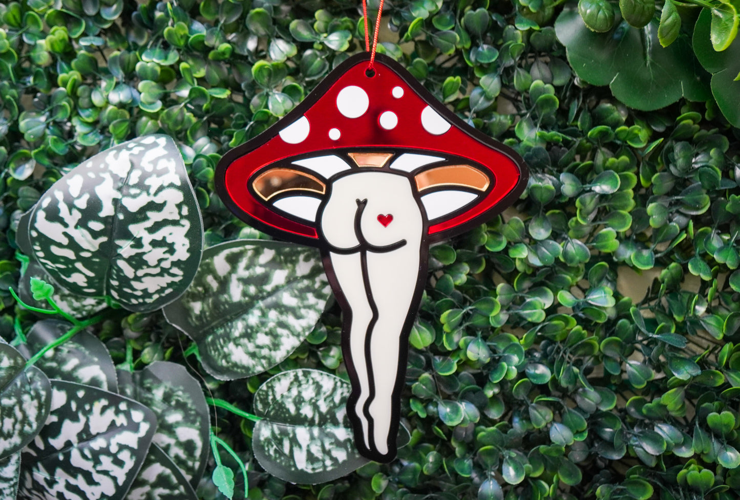 Mirror Red Mushroom Lady Tree Ornament