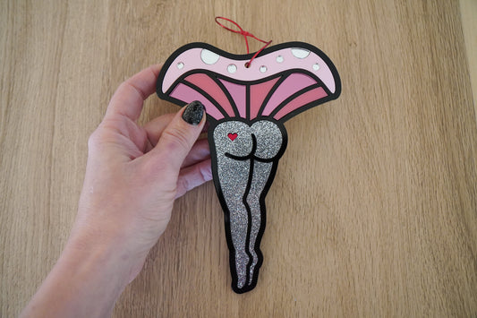 Pink and Glitter Mushroom Lady Ornament