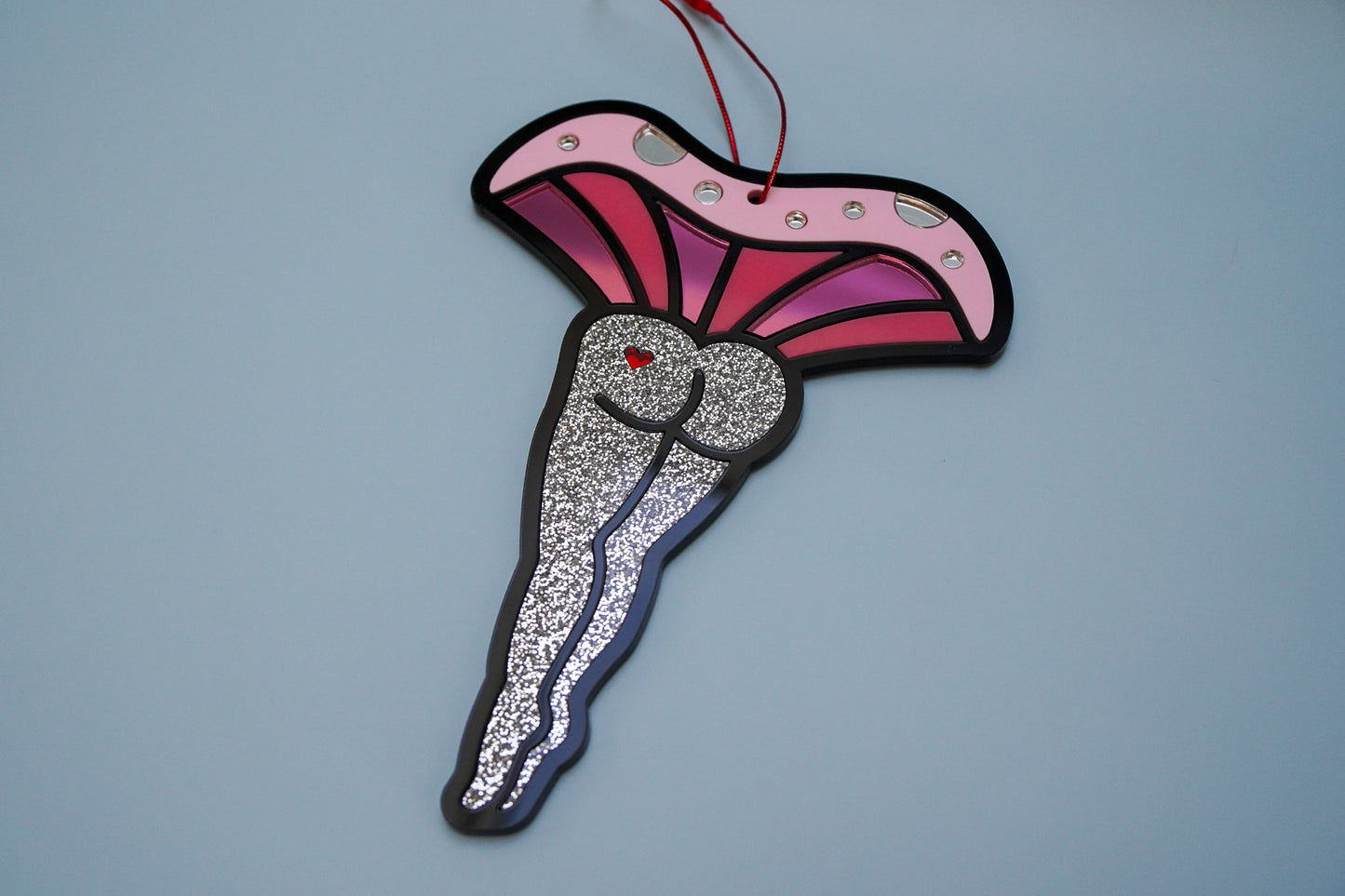 Pink and Glitter Mushroom Lady Ornament