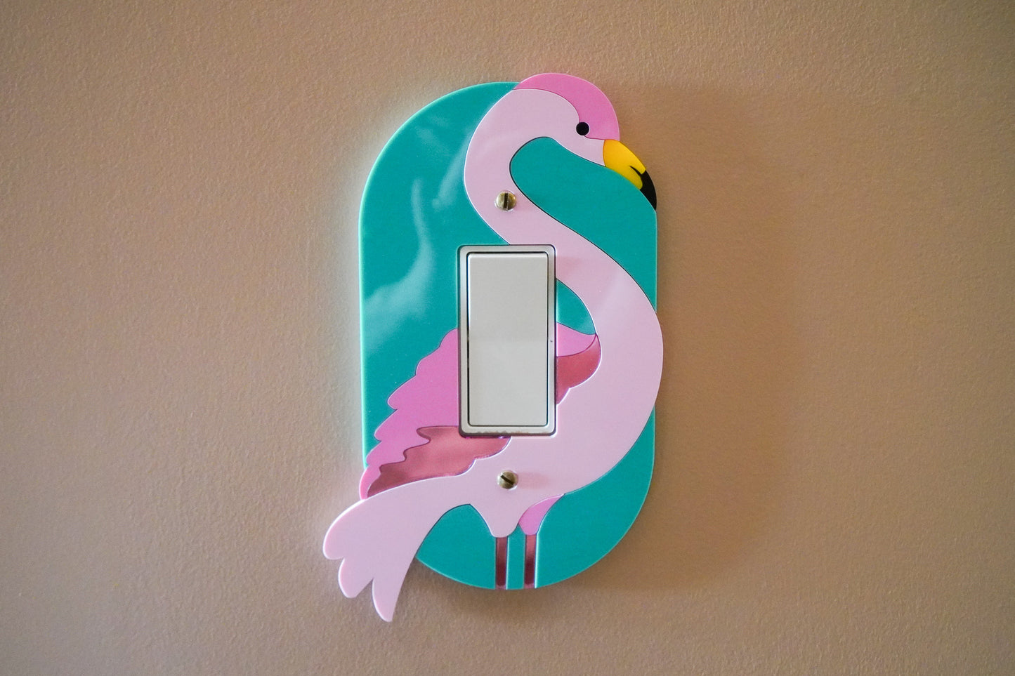 Pink Flamingo Light Switch, Outlet, or Dimmer