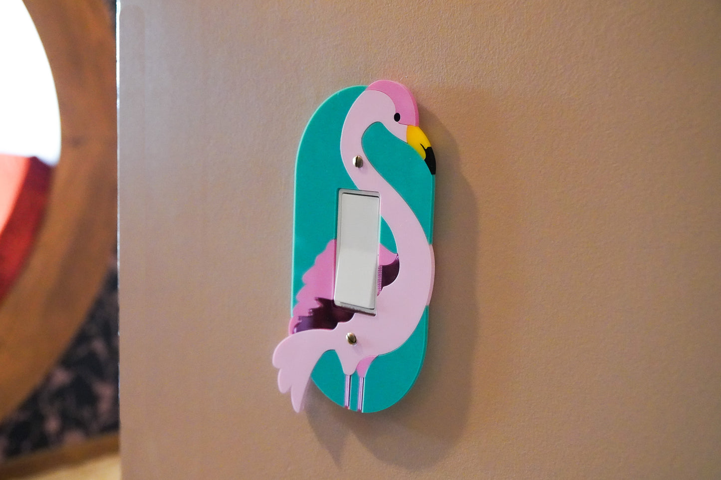 Pink Flamingo Light Switch, Outlet, or Dimmer