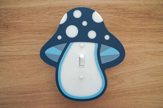 Blue Mushroom Light Switch Cover