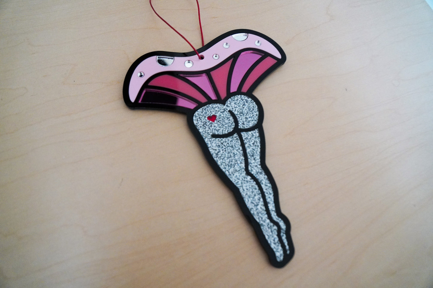 Pink and Glitter Mushroom Lady Ornament