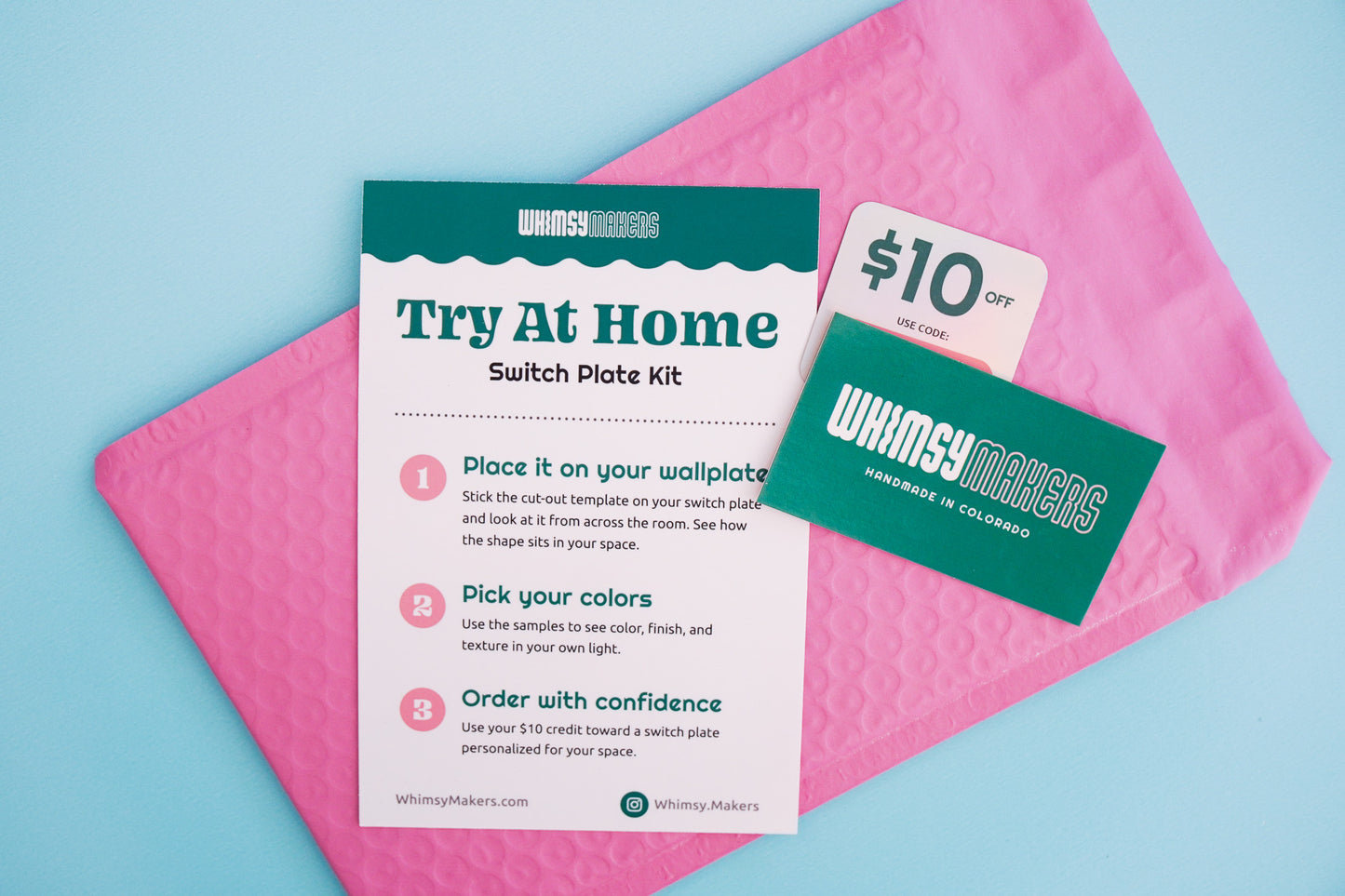 Try-at-Home Switch Plate Kit includes $10 Store Credit