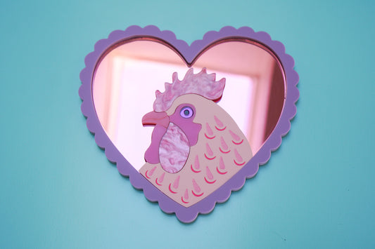 Mr. Cupidoodle-doo - Rooster in a Heart Frame Wall Art