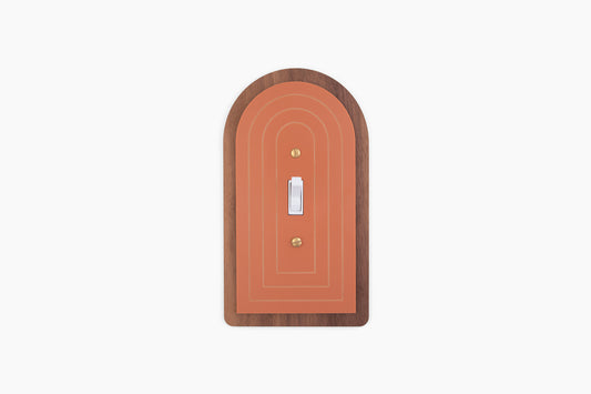 Arch Light Switch Plate on Wood