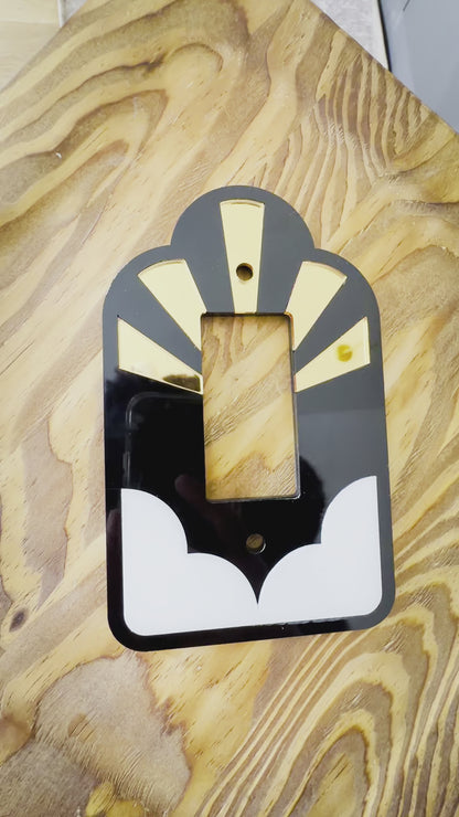 Sun Burst Art Deco Light Switch Plate Cover or Outlet Plug Cover