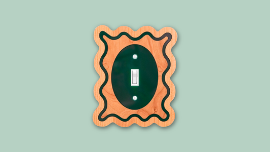 Wavy Wood and Dark Green Light Switch Cover